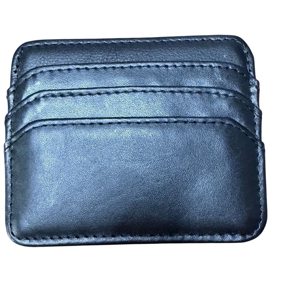 Travelon Mens‎ Black Leather Slim Card Holder Wallet Minimalist Front Pocket